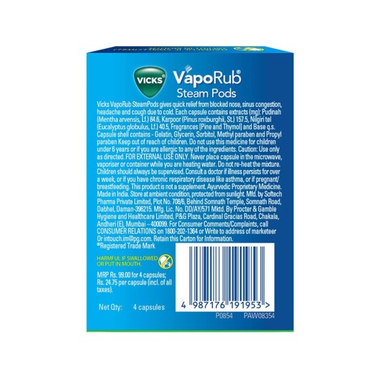 Vicks SteamPods ,Quick Relief From Blocked Nose
